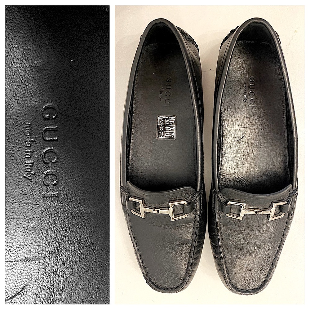 Gucci Black Leather Driver Loafer Moccasins